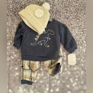 Baby Boy Kyle & Deena 3pc. Dino Top & Fur Joggers Set